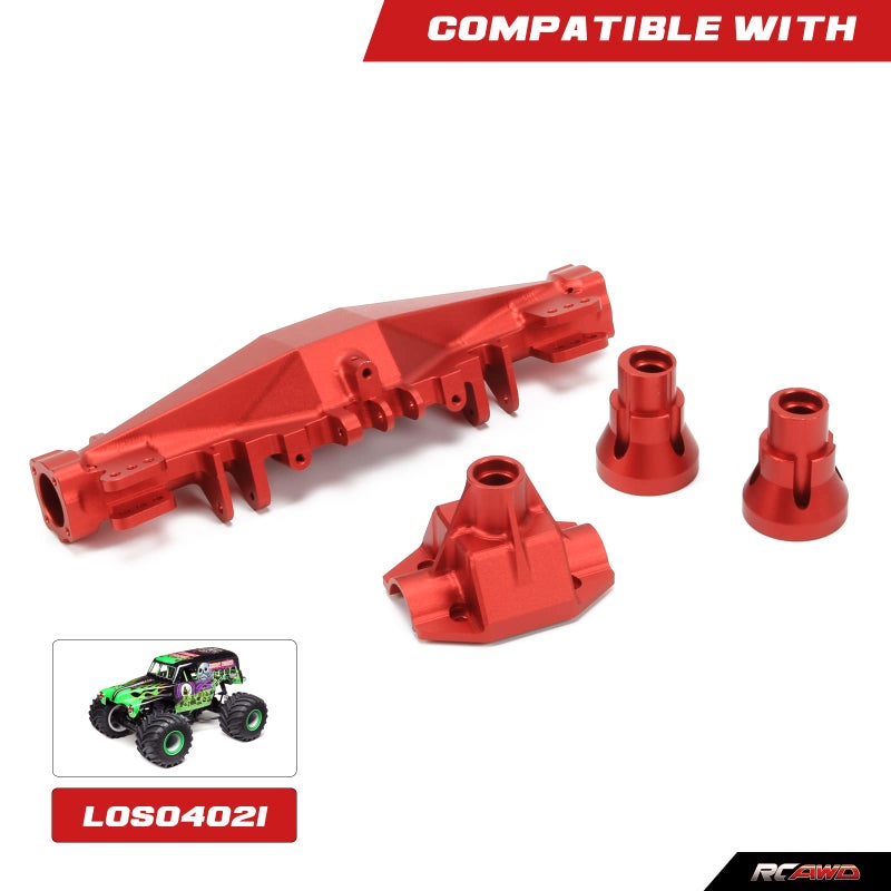 RCAWD Rear Axle Housing Cover Case Set LOS242030 for Losi 1/8 LMT Red - Image 2